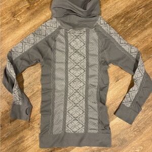 ATHLETIC ESSENTIALS Gray Patterned Long Sleeve Hooded “Tunic” Top